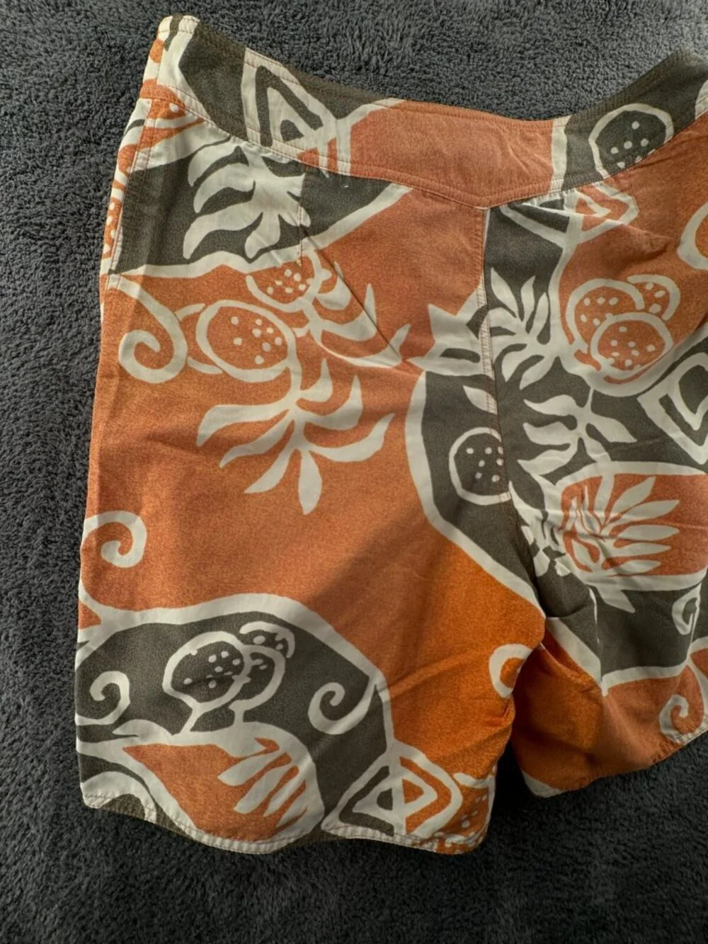 Patagonia Swim Trunk Men Board Shorts Adult Swimming Size 34 Orange Tiki Floral